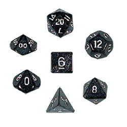 KP02874-GLITTER DICE BOX 7PC BLACK