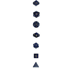 KP09048-ELEMENTAL DICE 7PC GOLDEN COBALT