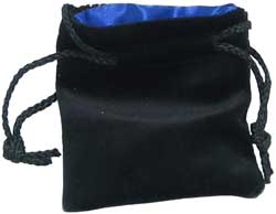 KP09912-DICE BAG VELVET BLACK/BLUE 3.75'' X 4'