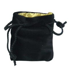 KP09913-DICE BAG VELVET BLACK/GOLD 3.75'' X 4