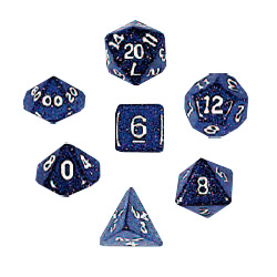 KP10025-GLITTER DICE SET 10PC BLUE
