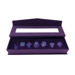 UPDIDDHM7RPGPC-D&D HEAVY METAL 7 SET OF DICE PURPLE & BLUE