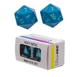 UPDIHMD20VTE-HEAVY METAL 2 D20 VIVID TEAL DICE SET